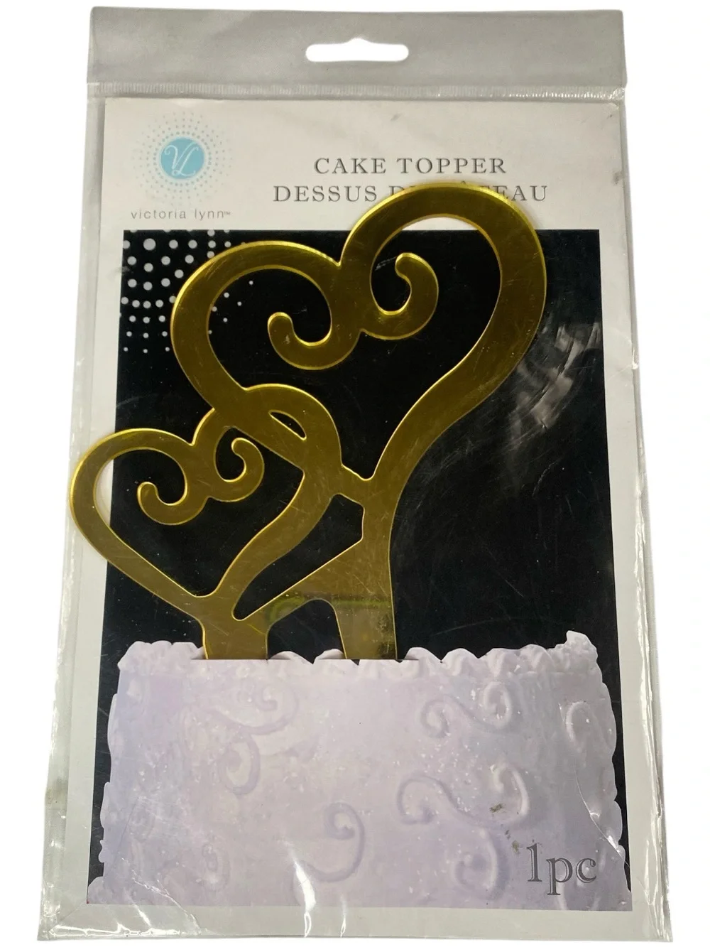 Victoria Lynn Gold Double Heart Cake Topper